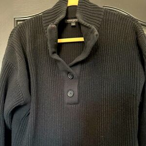 Black Ribbed cotton Banana Republic Button-Up Sweater